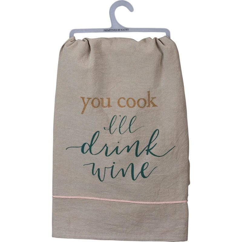 trendy bohemian bag words wine you cook ill drink wine dish towel 874