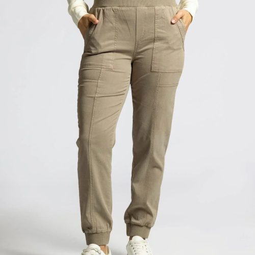 Beige Utility Pocket Linwood Joggers with multiple pockets and elastic cuffs