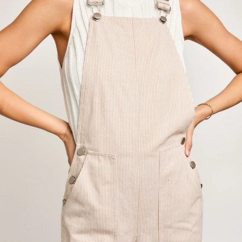 trendy bohemian beige corduroy adjustable wide leg stripe jumpsuit 299