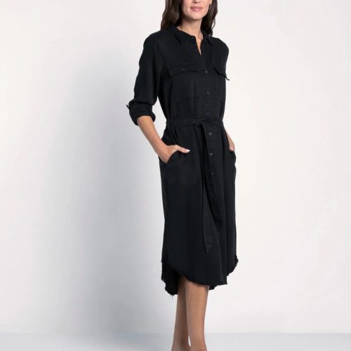 trendy bohemian black shirt dress button down denim midi daisy lane 746