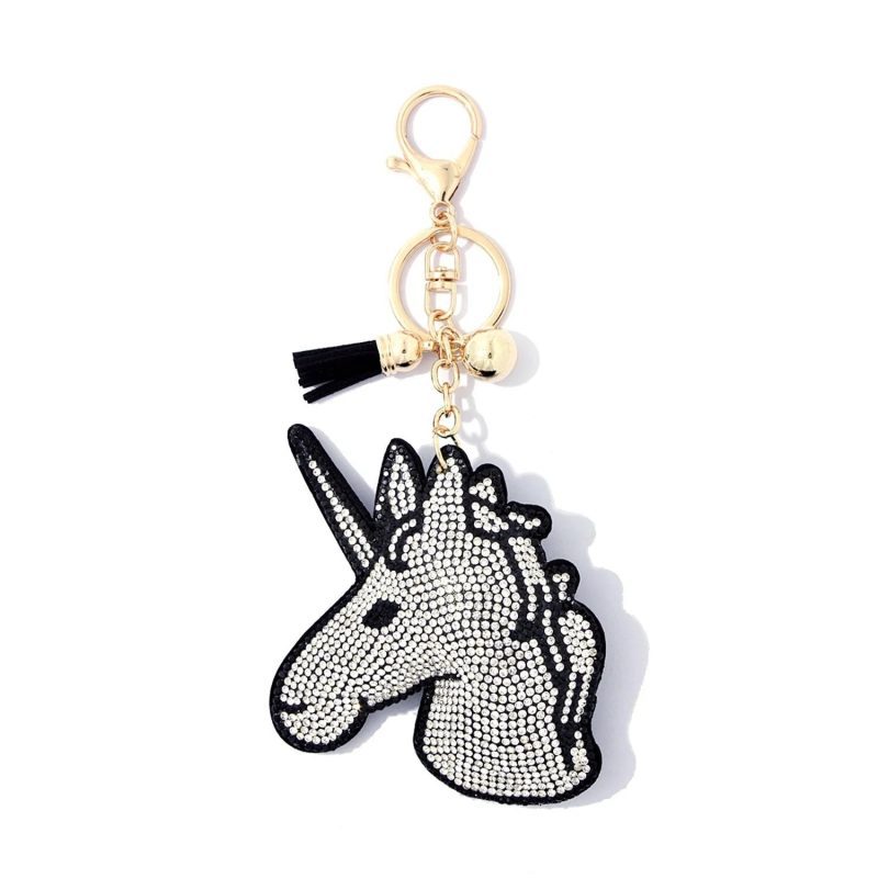 trendy bohemian black white keychai unicorn key chain daisy lane 976