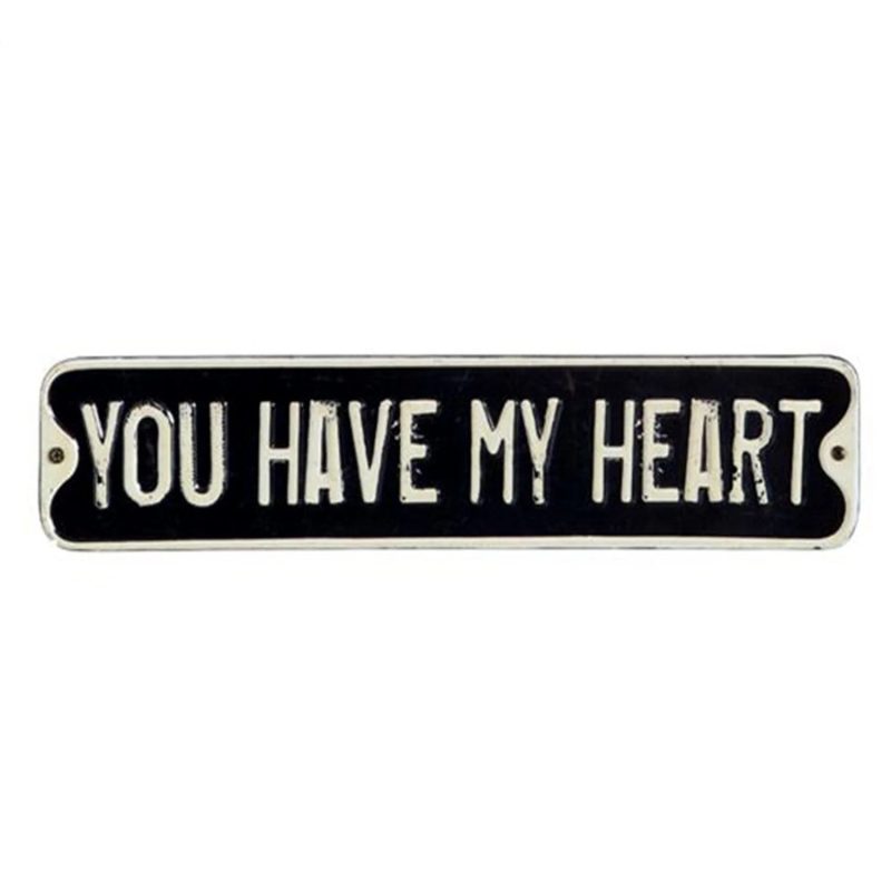 trendy bohemian black white metal you have my heart embossed tin 593