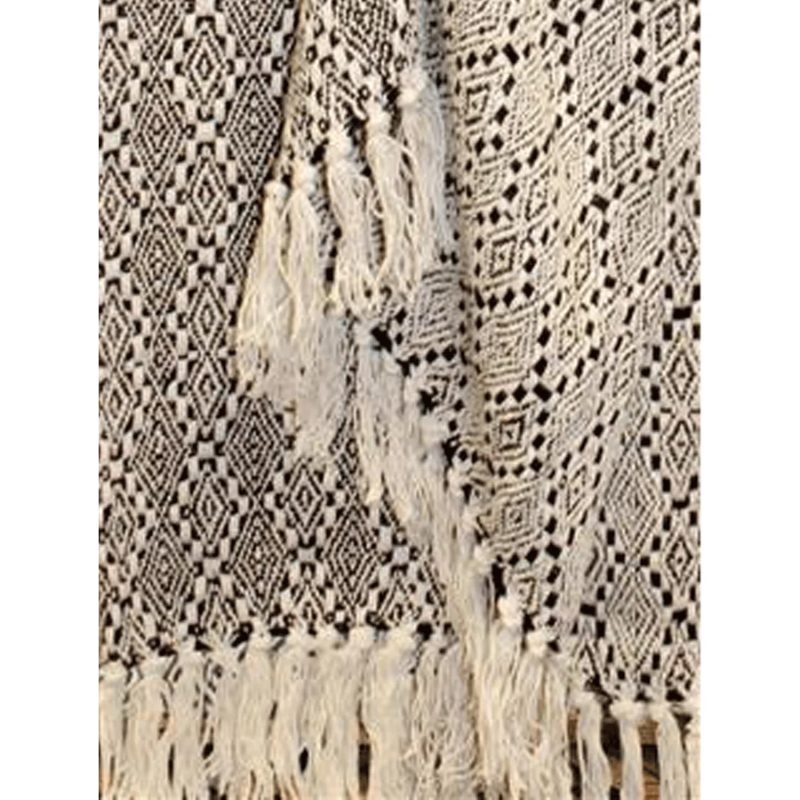 trendy bohemian black white scarf black diamond woven cotton throw 112