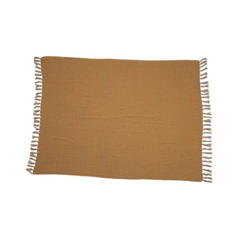 trendy bohemian brown rug fringes woven recycled cotton throw 969