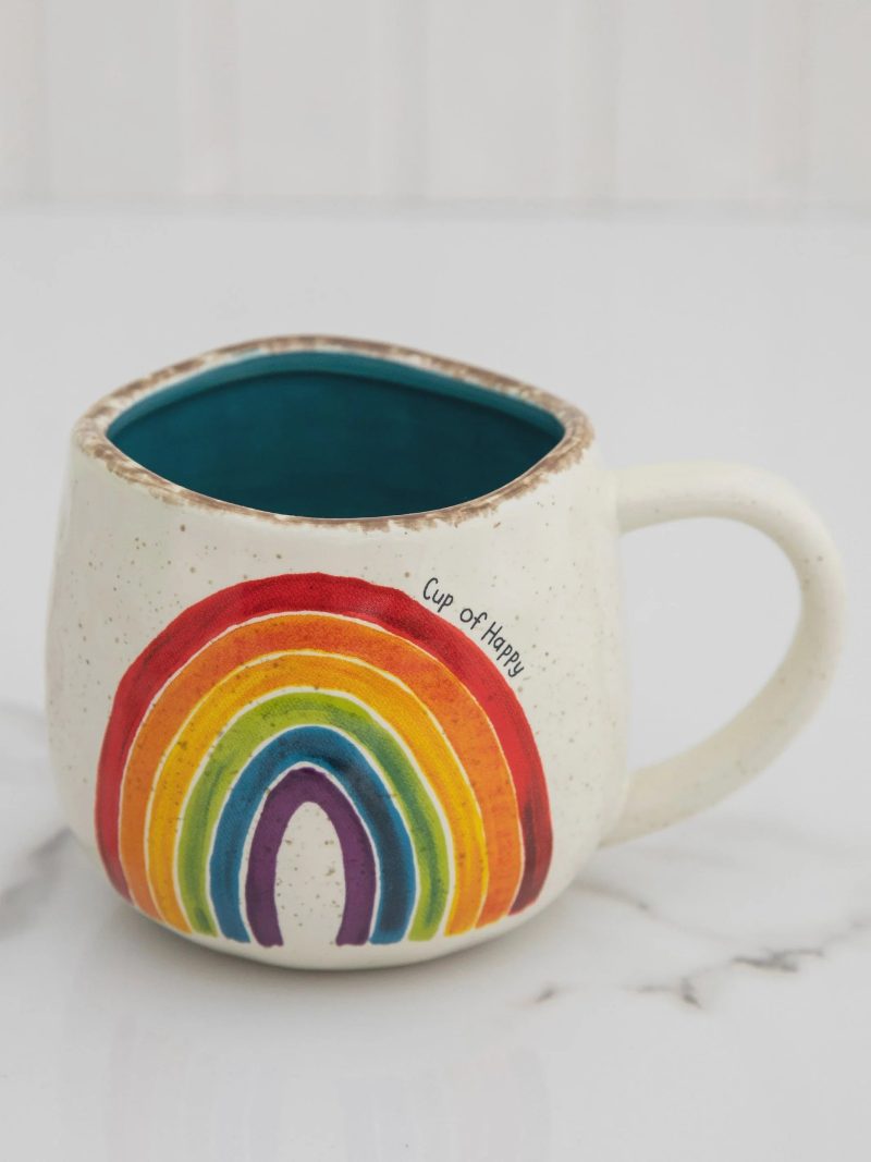 trendy bohemian ceramic mug decorated artisan rainbow coffee mug 536