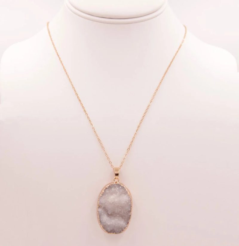 trendy bohemian close necklace stone white quartz genuine stone 284