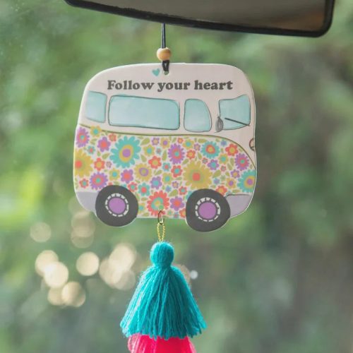 Colorful floral Car Air Freshener with tassels for boho free spirit vibes