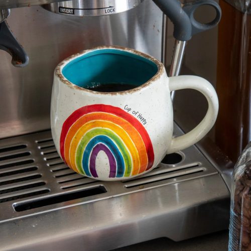 trendy bohemian colorful rainbow decorated mug artisan rainbow 556