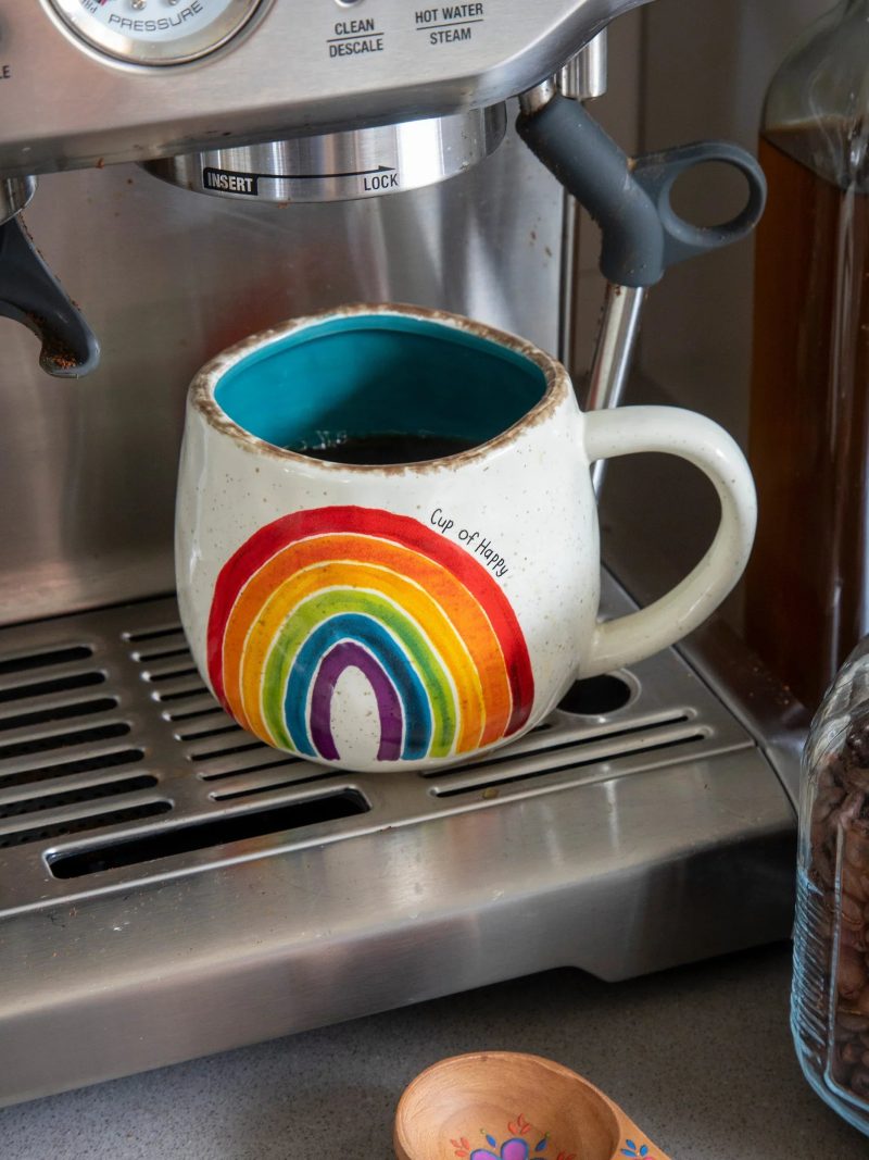 trendy bohemian colorful rainbow decorated mug artisan rainbow 556