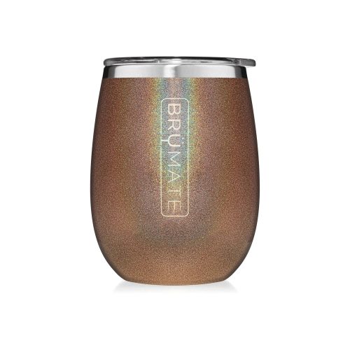 Copper colored UNCORK’D Wine Tumbler with metallic lid for insulated enjoyment