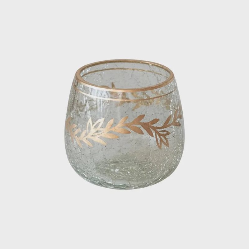 trendy bohemian crackled glass votive recycled tealight holder gold 405