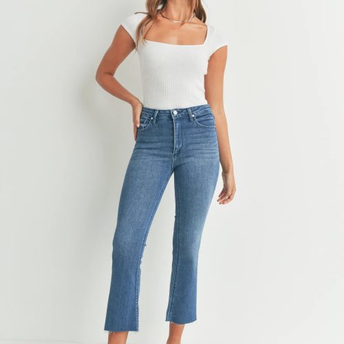 trendy bohemian cropped flare jeans slim fit denim daisy lane 233