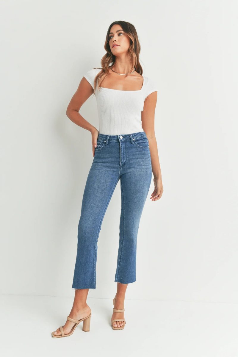 trendy bohemian cropped flare jeans slim fit denim daisy lane 233