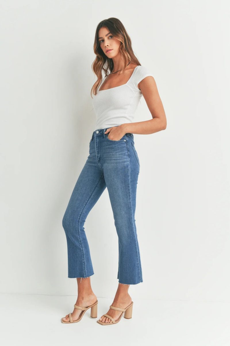 trendy bohemian cropped flare jeans slim fit denim daisy lane 566