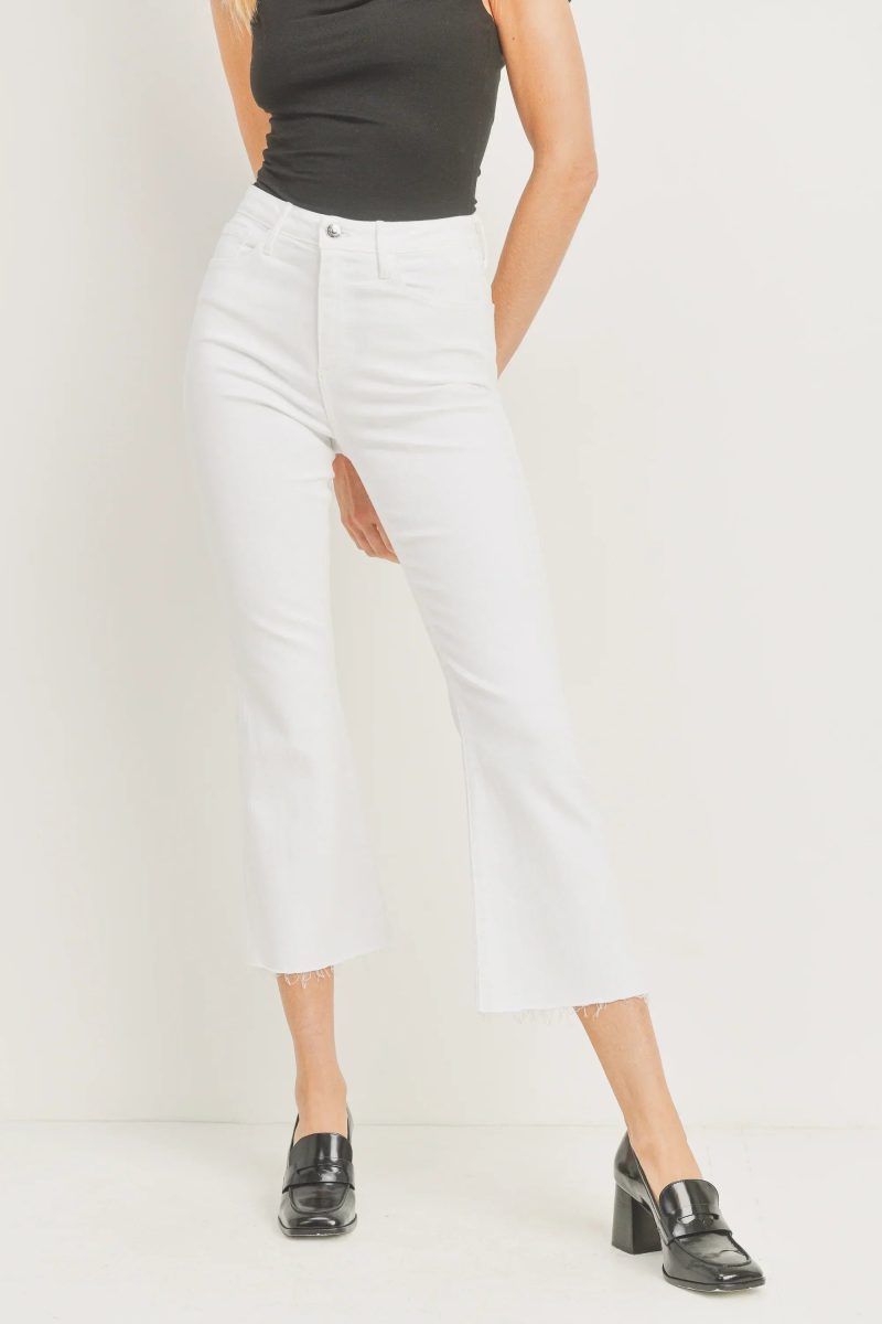 trendy bohemian cropped white denim flare slim fit jeans daisy lane 166