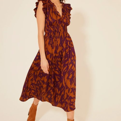 trendy bohemian floral print midi paseo de oro dress daisy lane 386