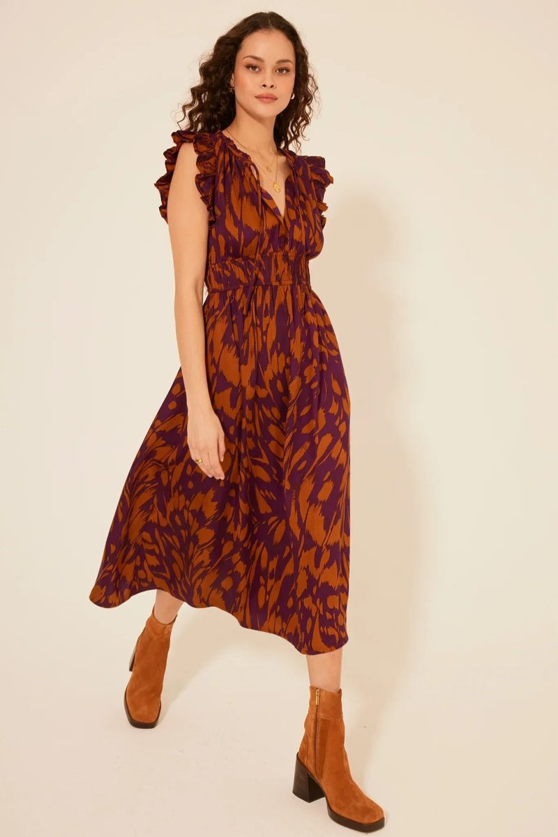 trendy bohemian floral print midi paseo de oro dress daisy lane 386