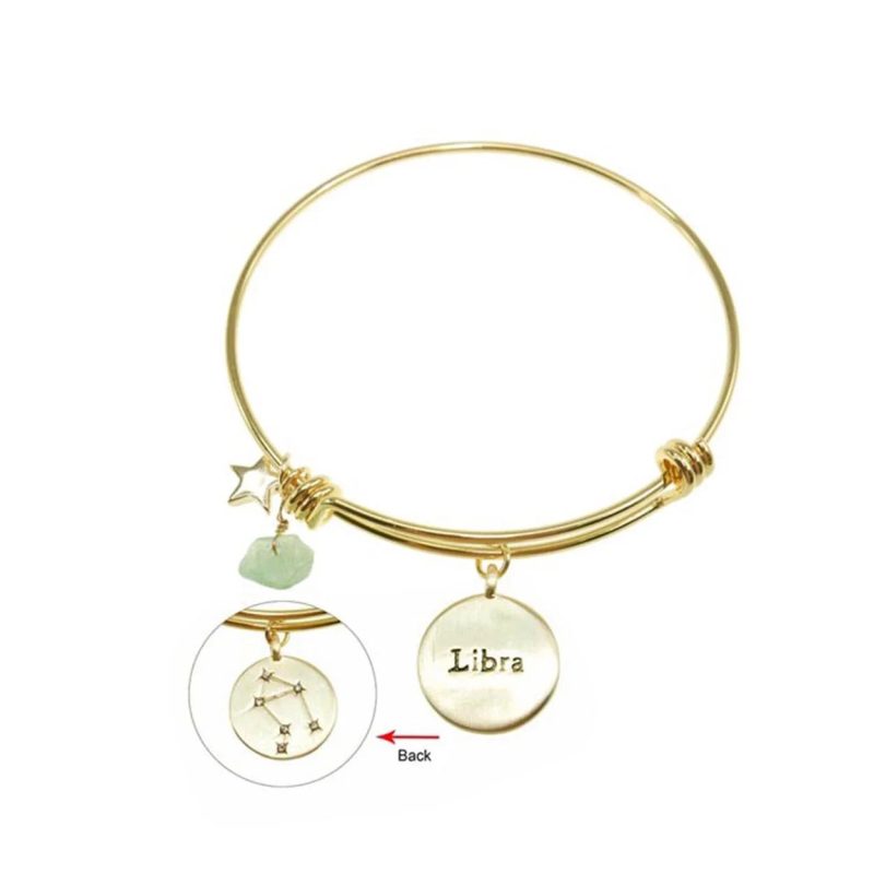 trendy bohemian gold bang bracelet 20 karat gold plated libra zodiac 944