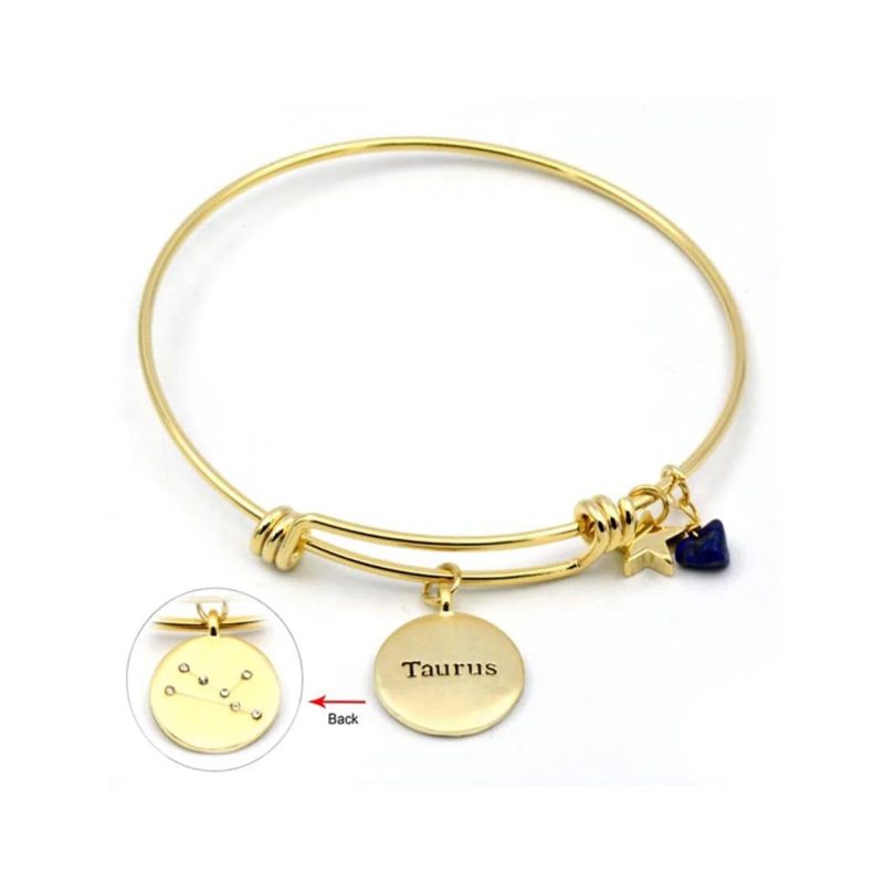 trendy bohemian gold bang bracelet 20 karat gold plated taurus 434