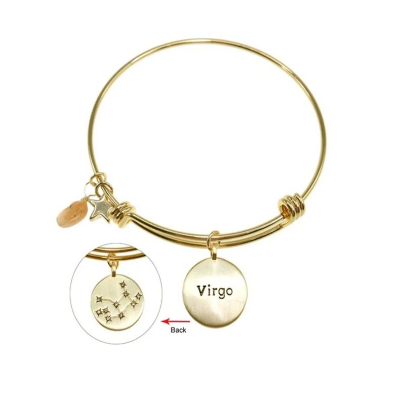 trendy bohemian gold bang bracelet 20 karat gold plated virgo zodiac 594