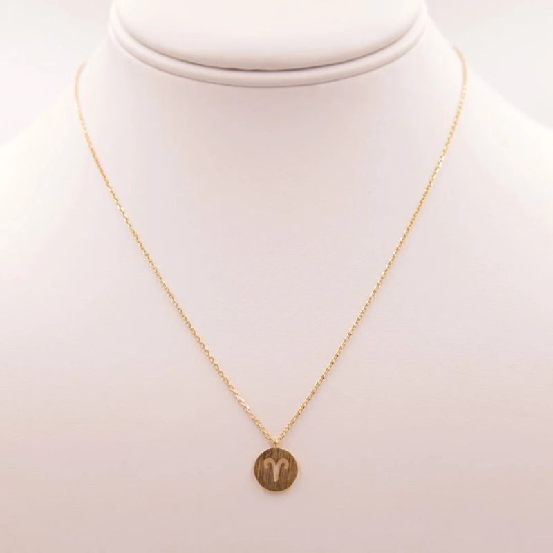 trendy bohemian gold necklace coin aries zodiac sign necklace daisy 737