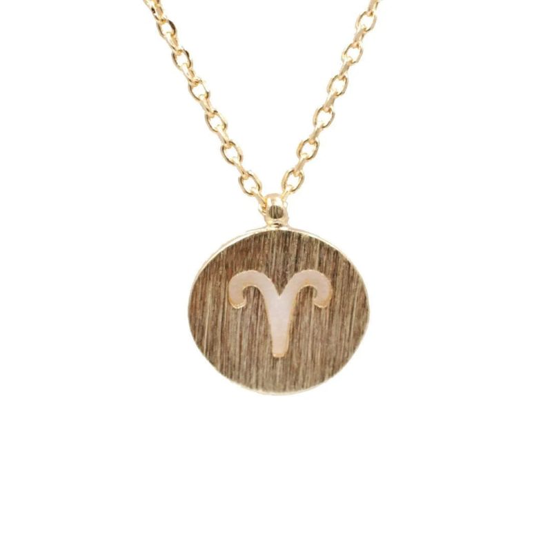 trendy bohemian gold zodiac necklace aries zodiac sign necklace 934