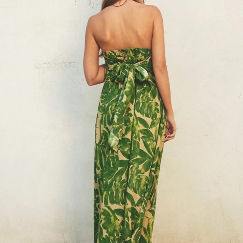 trendy bohemian green yellow tropical beautiful escape strapless 751