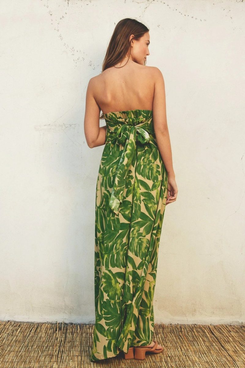 trendy bohemian green yellow tropical beautiful escape strapless 751