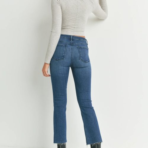 trendy bohemian high waisted cropped flare slim fit denim jeans 390