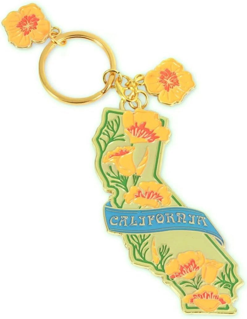 trendy bohemian keychai map california california poppy key chain 982