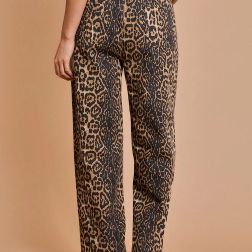 trendy bohemian leopard print wide leg animal twill pants daisy lane 885