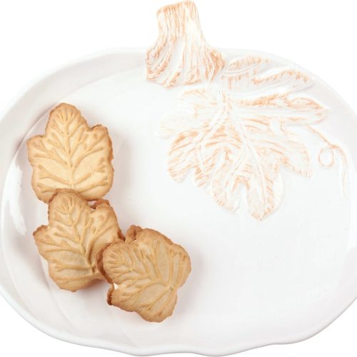 trendy bohemian maple leaf shaped cookies white pumpkin plate large 359