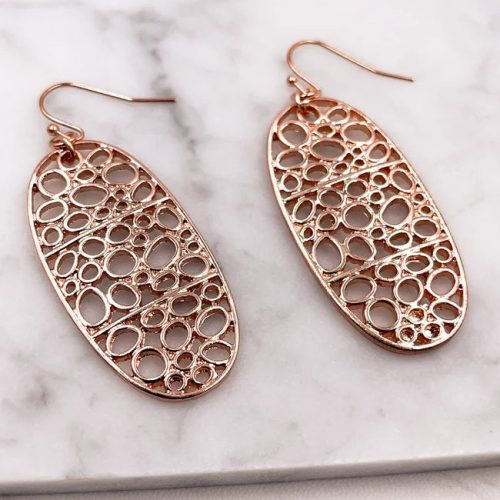 Rose gold Bubbles Oval Earrings featuring a stylish circular design