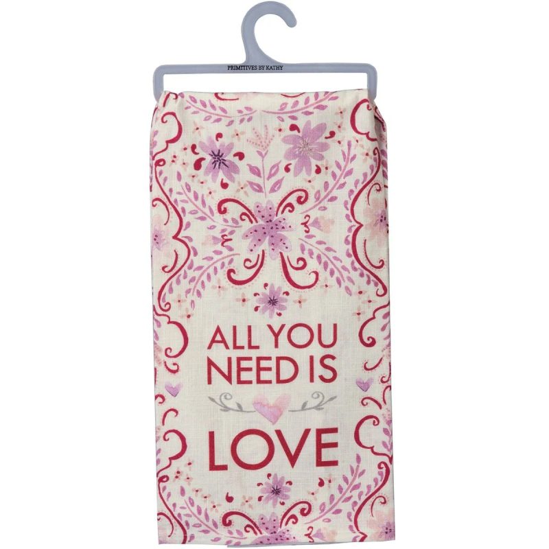 trendy bohemian pink white towel all you need is love dish towel 302