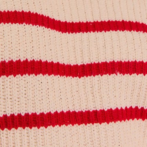 trendy bohemian red white striped turtle neck power shoulder stripe 586