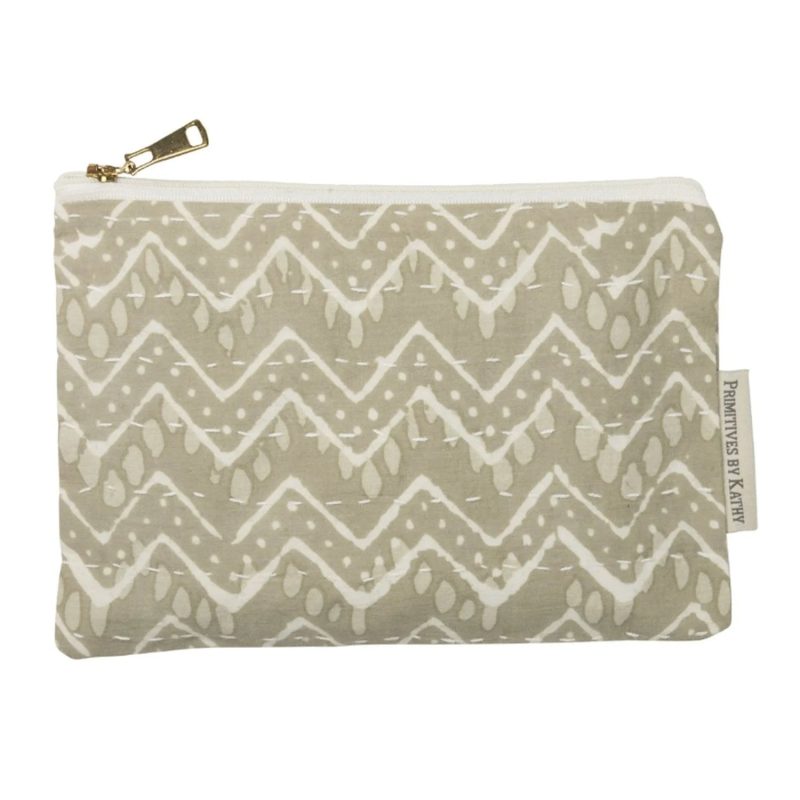 trendy bohemian small pouch beige chevron cream zipper pouch daisy 887