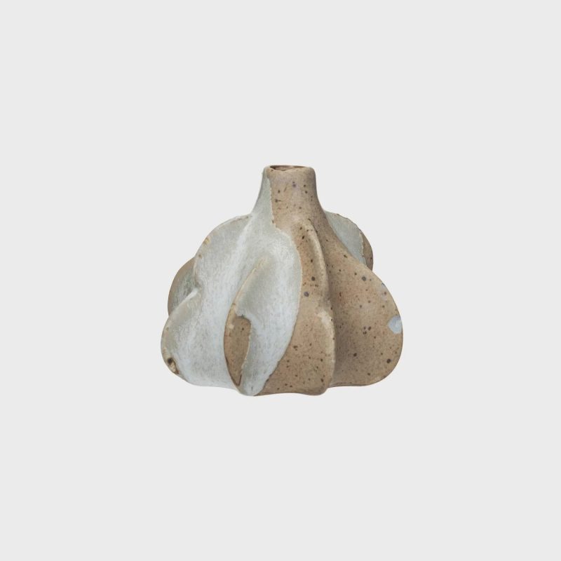 trendy bohemian small stone white textured stoneware formed vase 279