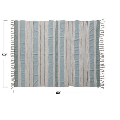 trendy bohemian striped rectangular rug woven cotton throw w 190