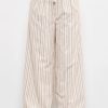 Striped wide-leg pants with a drawstring waist feature a tied waist band for style