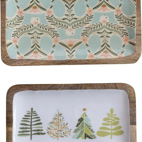 trendy bohemian two decorative trays rectangular holiday enamel tray 414