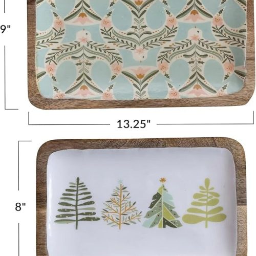 trendy bohemian two decorative wooden rectangular holiday enamel 927