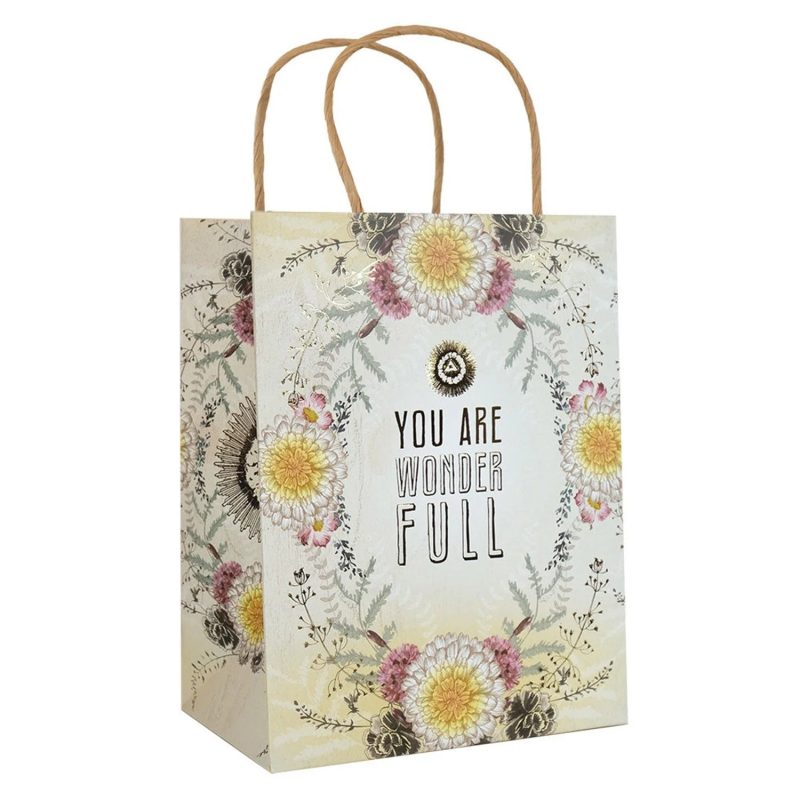 trendy bohemian white bag floral you are wonder full gift bag daisy 171