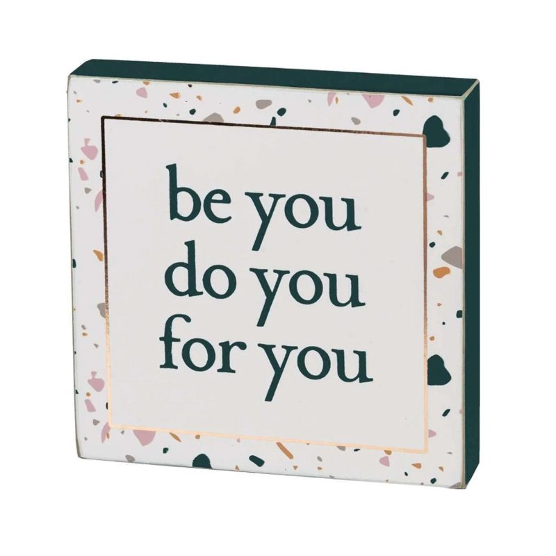 trendy bohemian white box black be you speckled block sign daisy 908