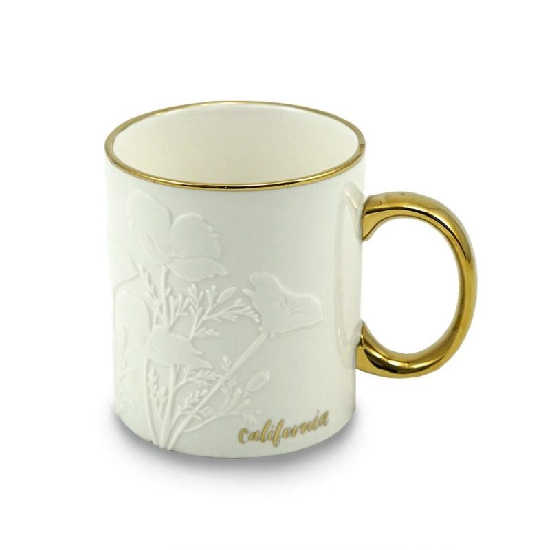 trendy bohemian white ceramic mug white california poppy mug daisy 231