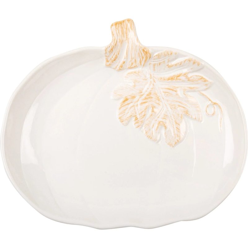 trendy bohemian white ceramic pumpkin shaped pumpkin plate large 546