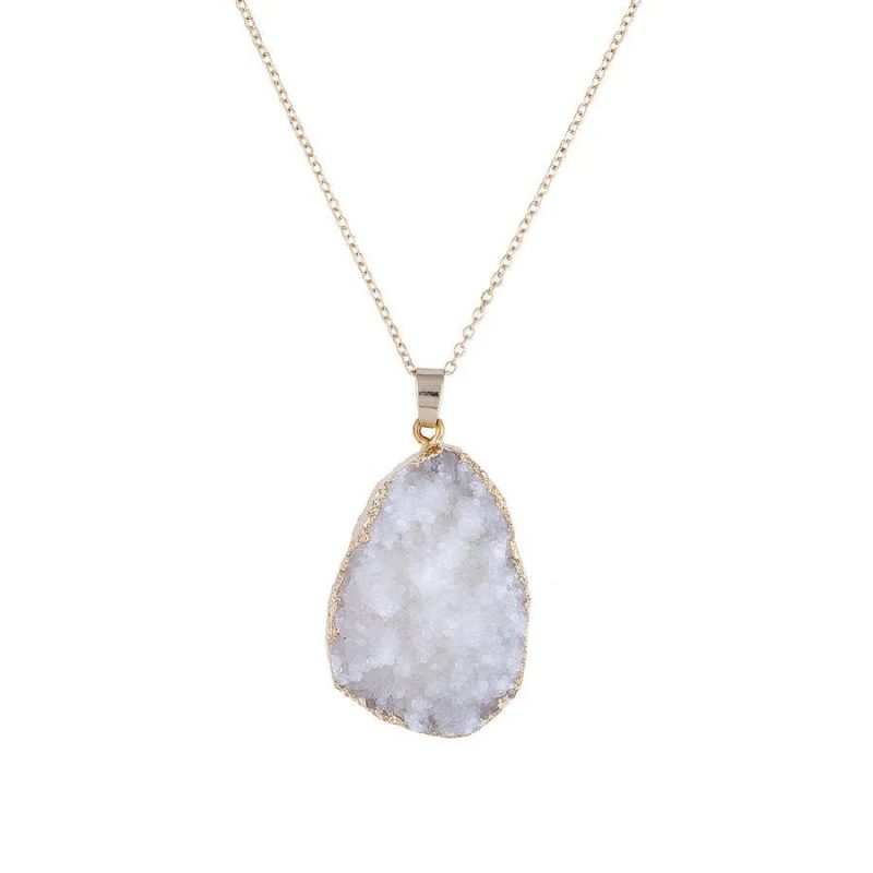 trendy bohemian white druzy stone white quartz genuine stone 325