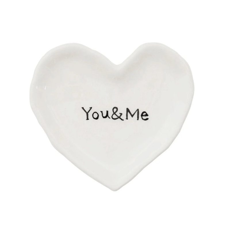 trendy bohemian white heart shaped you and me heart shaped mini dish 961