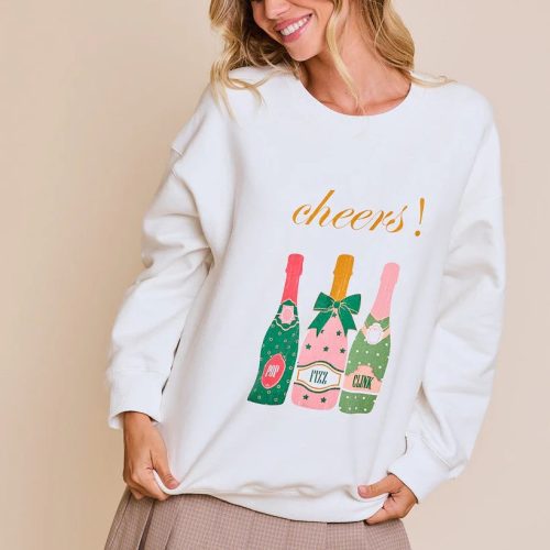 trendy bohemian white sweatshirt colorful cheers graphic daisy 822