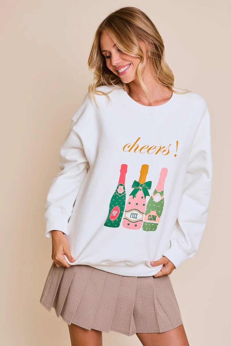 trendy bohemian white sweatshirt colorful cheers graphic daisy 822