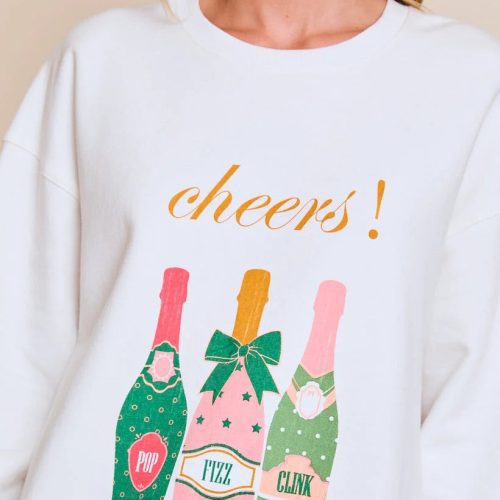 trendy bohemian white sweatshirt colorful cheers graphic daisy 870